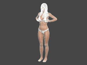 movie actress jessica alba in bikini -rigged 3d character 3D Model