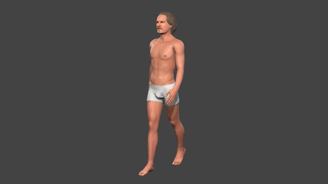 Chinese Man Underwear T-Pose 3D Model $159 - .3ds .blend .c4d .fbx