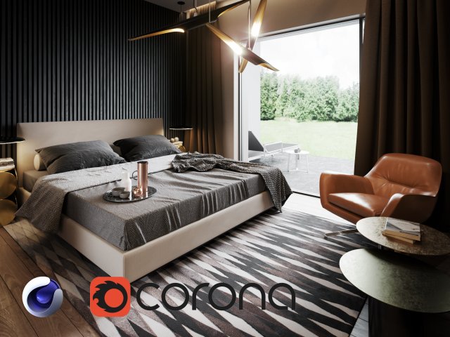 bedroom interior scene for cinema 4d and corona renderer 3D मॉडल .c4d .max .obj .3ds .fbx .stl .blend 