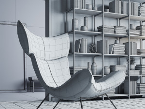 living room interior scene for cinema 4d and corona renderer Model 3D
