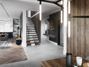 living room and kitchen scene for cinema 4d and corona renderer 3D 模型