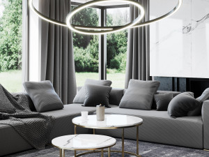 living room and kitchen scene for cinema 4d and corona renderer 3D 模型