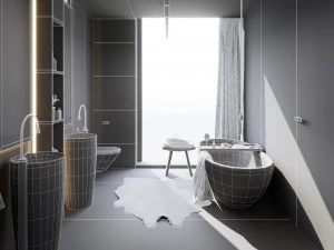 bathroom interior scene for cinema 4d and vray 3D Model