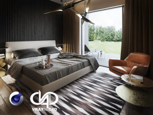 adegan interior kamar tidur untuk bioskop 4d dan vray Model 3D