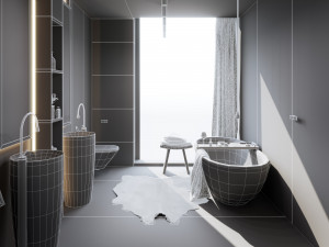 bathroom interior scene for cinema 4d and octane render Modèle 3D