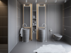 bathroom interior scene for cinema 4d and octane render Modèle 3D