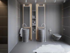 bathroom interior scene for cinema 4d and octane render 3D Model