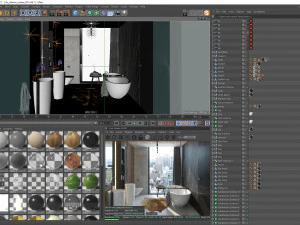 bathroom interior scene for cinema 4d and octane render 3D Model