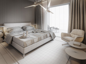 bedroom interior scene for cinema 4d and octane render Modèle 3D
