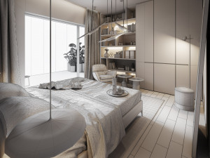 bedroom interior scene for cinema 4d and octane render Modèle 3D