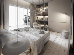 bedroom interior scene for cinema 4d and octane render 3D Model