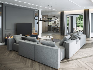living room and kitchen scene for cinema 4d and octane render Modelo 3D
