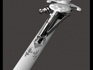 silver 1700 sword with pistol 2 various textures used and new textures low-poly Modelo 3D