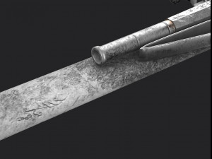 silver 1700 sword with pistol 2 various textures used and new textures low-poly Modello 3D