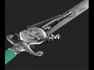 silver 1700 sword with pistol 2 various textures used and new textures low-poly Modello 3D