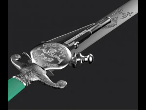 silver 1700 sword with pistol 2 various textures used and new textures low-poly 3D Model