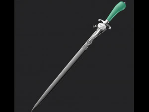 silver 1700 sword with pistol 2 various textures used and new textures low-poly 3D Model