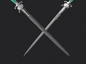 silver 1700 sword with pistol 2 various textures used and new textures low-poly Modello 3D