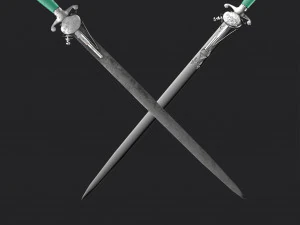 silver 1700 sword with pistol 2 various textures used and new textures low-poly 3D Model