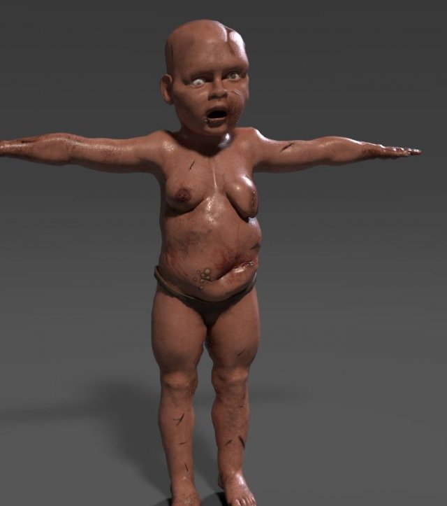 creepy baby Model 3D .c4d .max .obj .3ds .fbx .stl .blend 