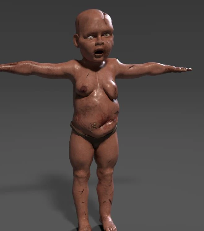 creepy baby 3D Model .c4d .max .obj .3ds .fbx .stl .blend