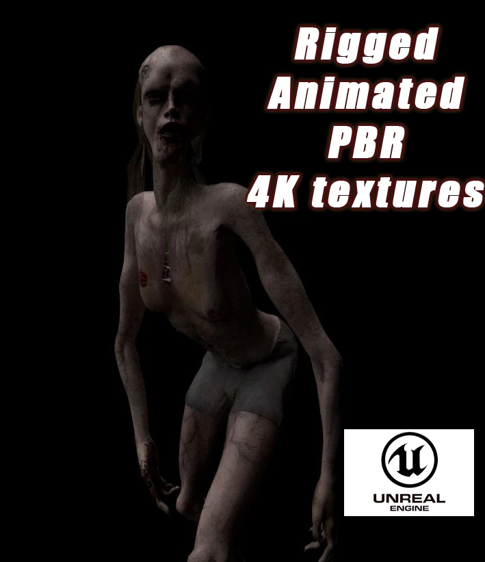 scary girl 3D Model .c4d .max .obj .3ds .fbx .stl .blend 