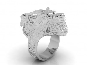 mens wolf ring 3d print model 3D Print Model