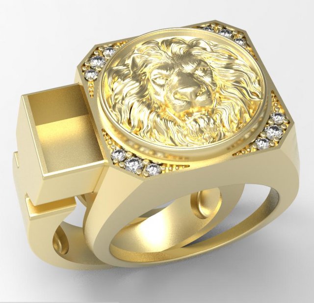 secret compartment lion ring 3d print model 3D प्रिंट मॉडल .c4d .max .obj .3ds .fbx .stl .blend 