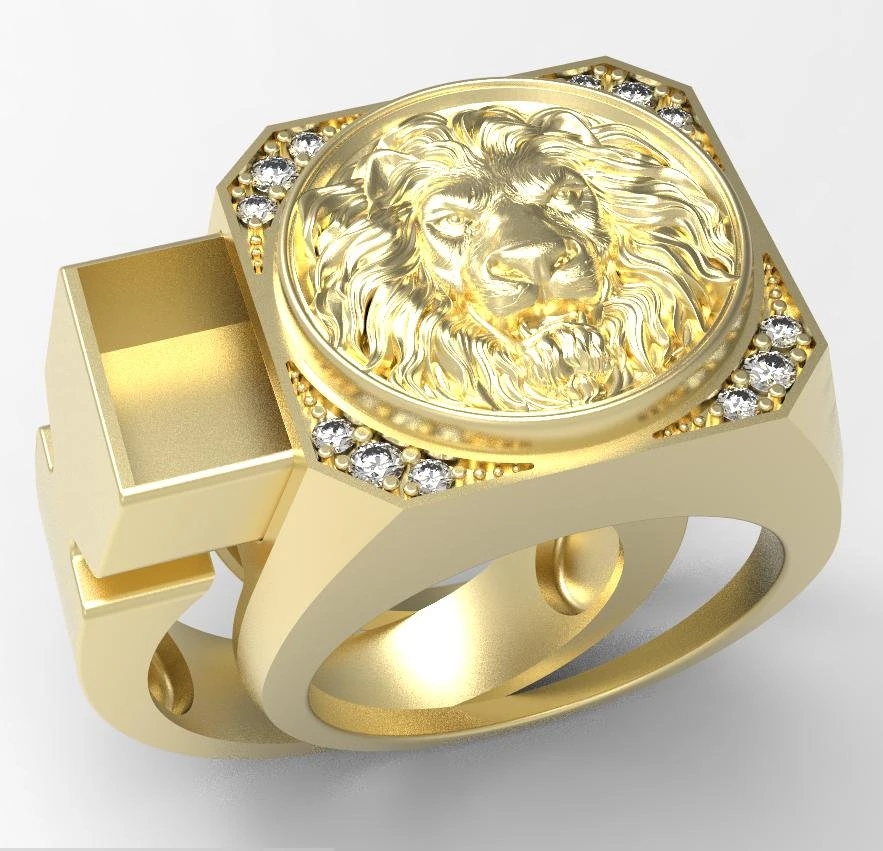 secret compartment lion ring 3d print model 3D Print Model .c4d .max .obj .3ds .fbx .stl .blend