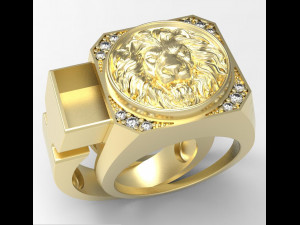 secret compartment lion ring 3d print model Modello di stampa 3D