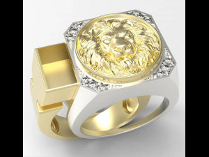 secret compartment lion ring 3d print model 3D Print Model