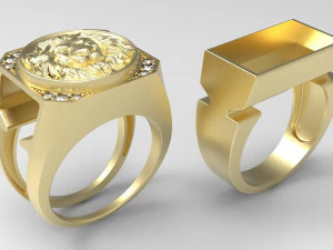 secret compartment lion ring 3d print model 3D Print Model