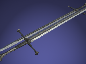 anduril sword from lotr with scabbard band and stand Modelo 3D