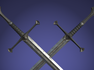 anduril sword from lotr with scabbard band and stand Modelo 3D