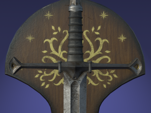 anduril sword from lotr with scabbard band and stand Modelo 3D