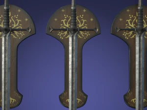 anduril sword from lotr with scabbard band and stand 3D Model