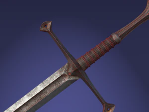 anduril sword from lotr with scabbard band and stand 3D Model