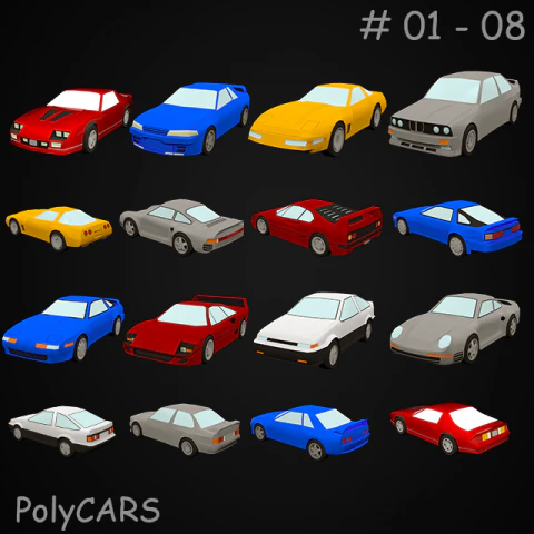 top 8 best 80s sports cars 3D Model .c4d .max .obj .3ds .fbx .stl .blend 