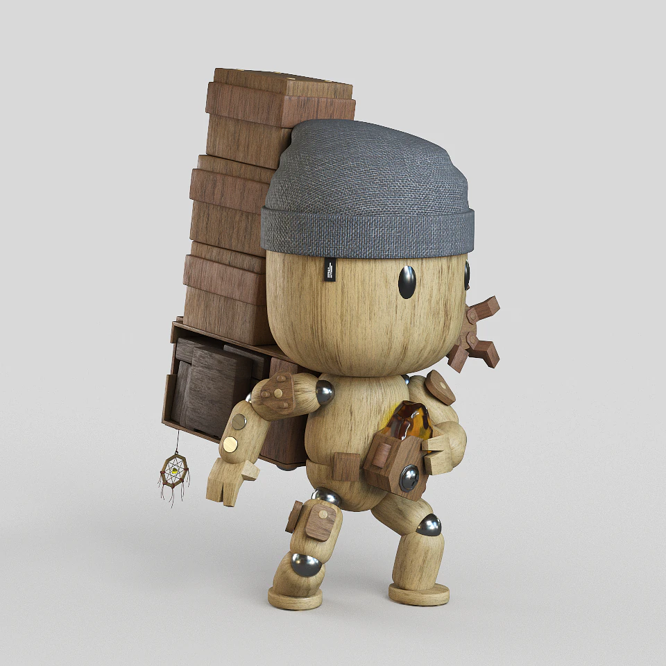 woodstranding action figurine 3D Model .c4d .max .obj .3ds .fbx .stl .blend 