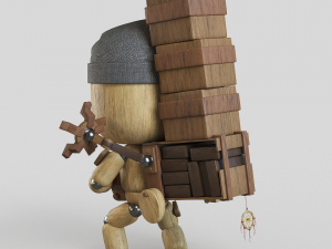 woodstranding action figurine 3D 모델