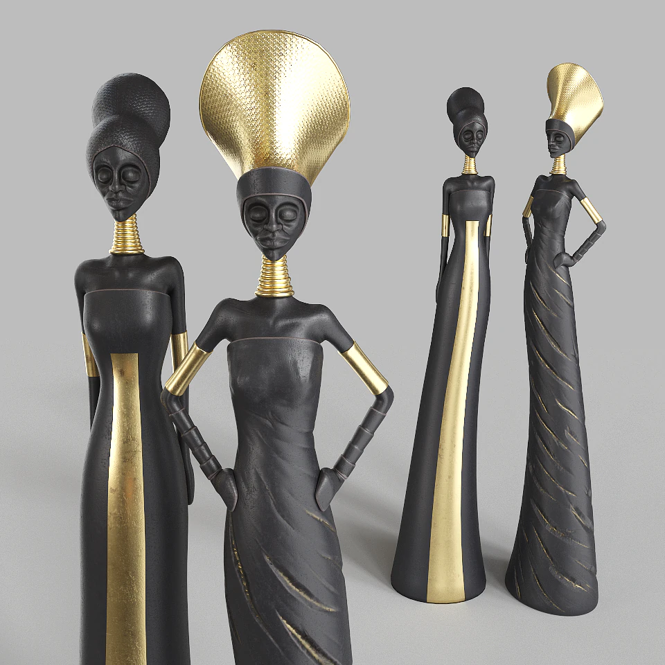 meninas africanas Modelo 3D .c4d .max .obj .3ds .fbx .stl .blend