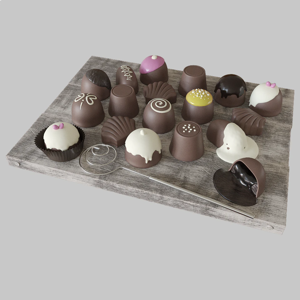 set di cioccolato 1 Modello 3D .c4d .max .obj .3ds .fbx .stl .blend