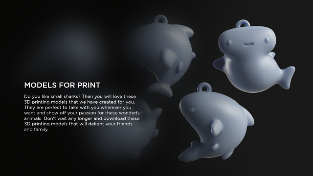 Tiny Shark Model do druku 3D .c4d .max .obj .3ds .fbx .stl .blend 