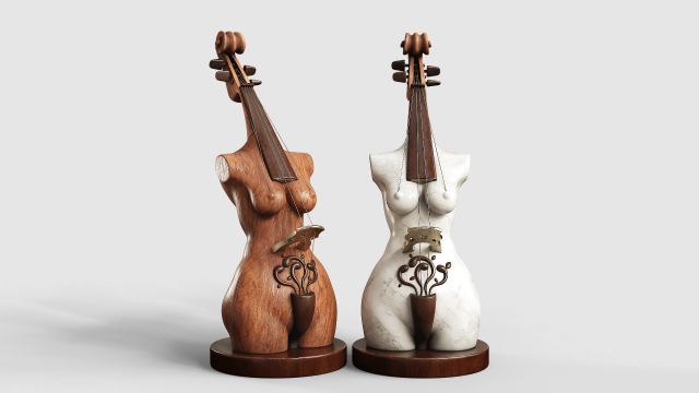 Music Girl Sculpture 3D-Modell .c4d .max .obj .3ds .fbx .stl .blend 