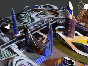 Футуристичне місто 3D Модель