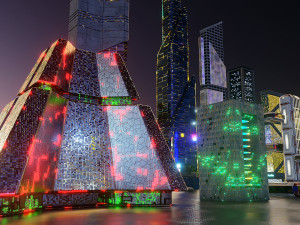 Set of 17 CyberPunk buildings 3D Model