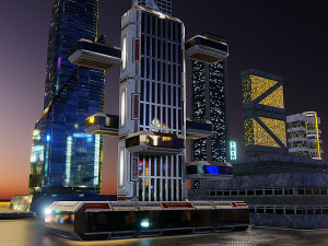 Set of 17 CyberPunk buildings 3D 모델