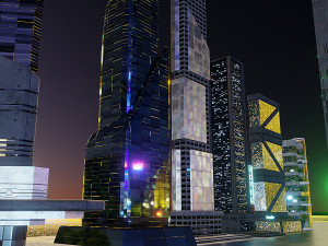 Set of 17 CyberPunk buildings 3D 모델