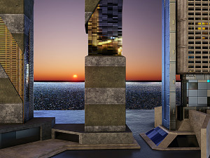 Set of 17 CyberPunk buildings 3D 모델