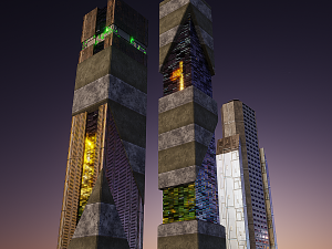 Set of 17 CyberPunk buildings 3D 모델